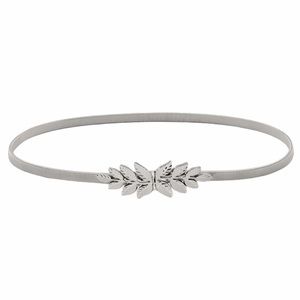 Silver Stretchy Leaf Skinny Belt